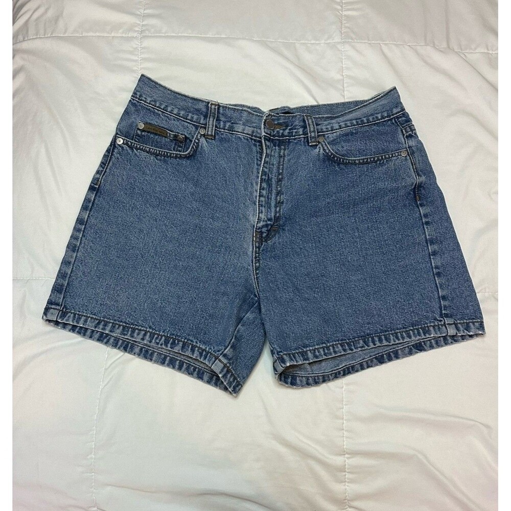 VTG Calvin Klein Shorts Womens Sz 12 Y2K Denim High Waist Rise Blue Jeans Mom